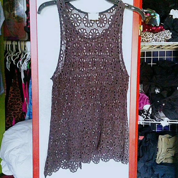 Pins & Needles Tops - Pins and needles crochet lace tank. Dark purple. M